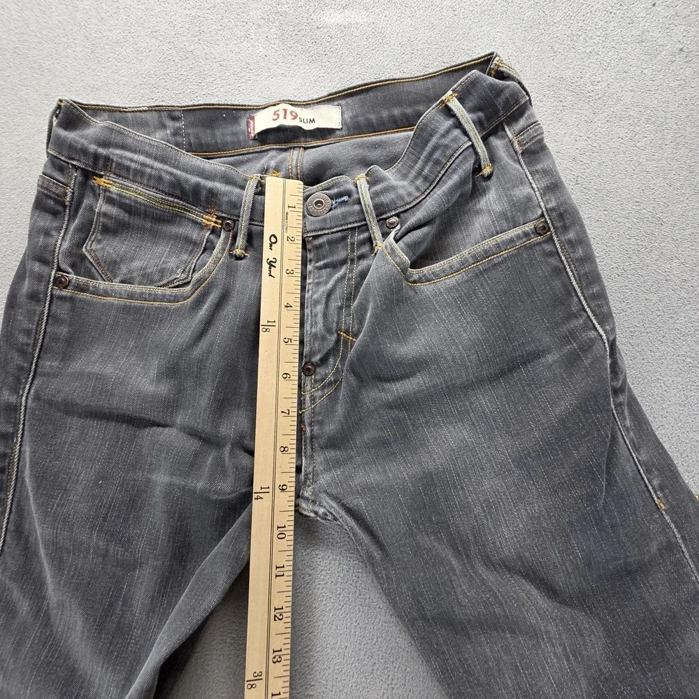 Vintage Levis 519 Jeans Mens 30x32 Gray Slim Engineered Charcoal Wash Zip Fly‎